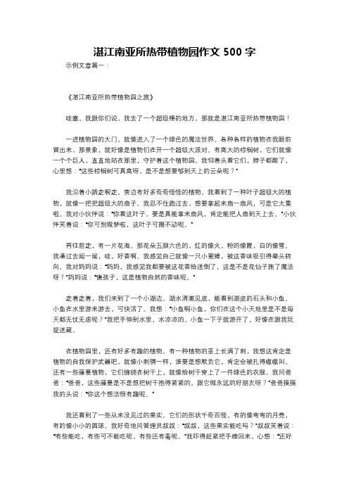 湛江南亚所热带植物园作文500字