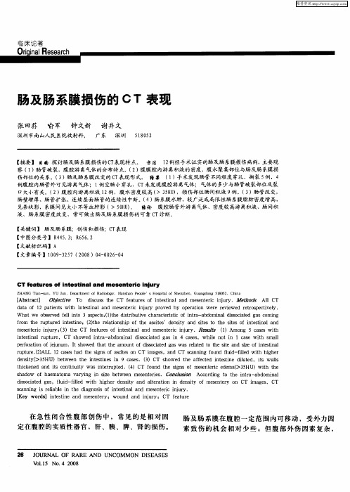 肠及肠系膜损伤的CT表现