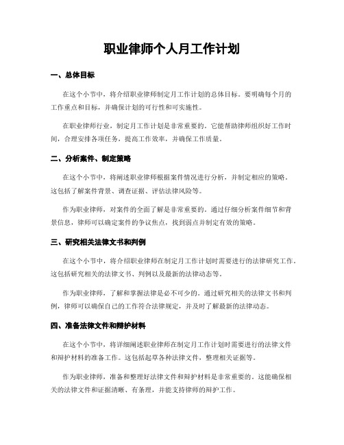 律师个人月工作计划