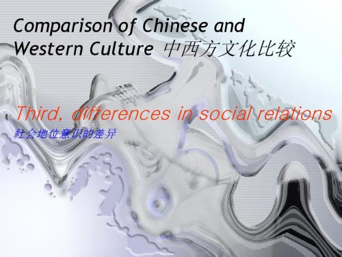 Comparison of Chinese and Western Culture中西方文化对比