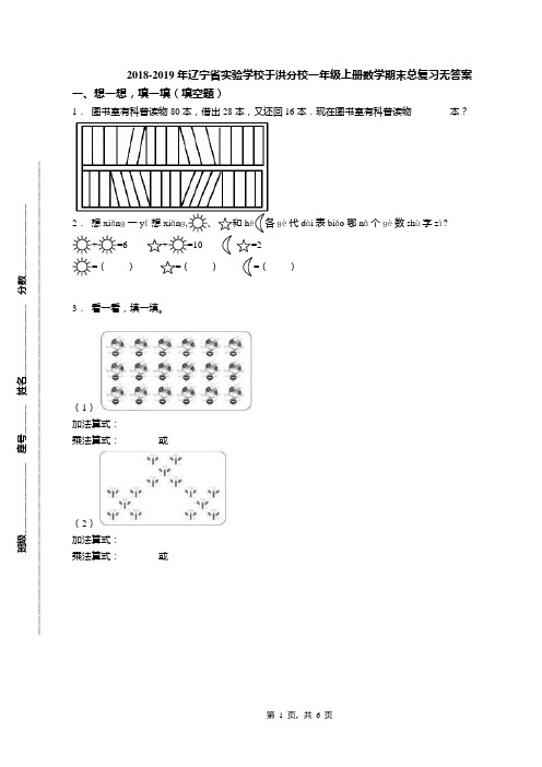 2018-2019年辽宁省实验学校于洪分校一年级上册数学期末总复习无答案