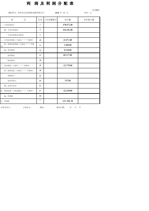 利润表表格