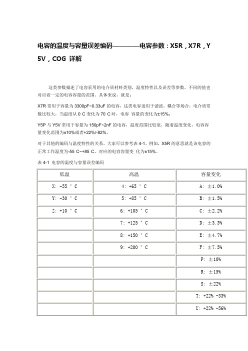 电容的温度与容量误差