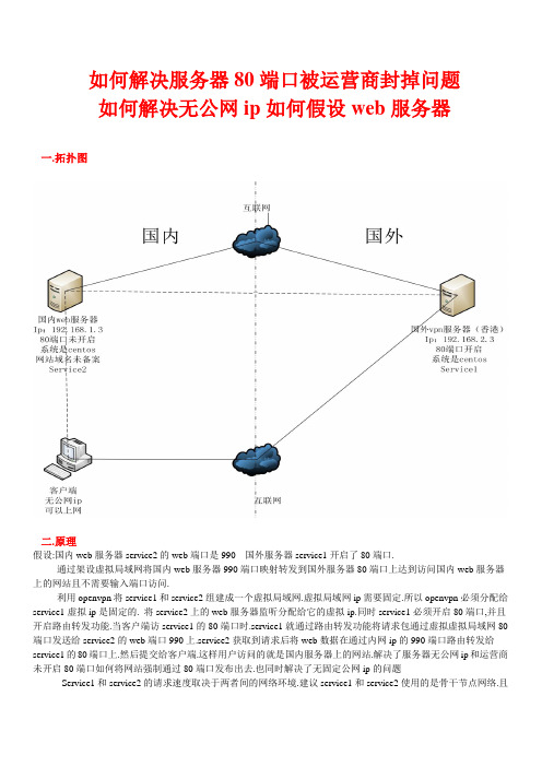 如何解决服务器80端口被运营商封掉问题 如何解决无公网ip如何假设web服务器(作者：技术方案组长-鸣鸣)