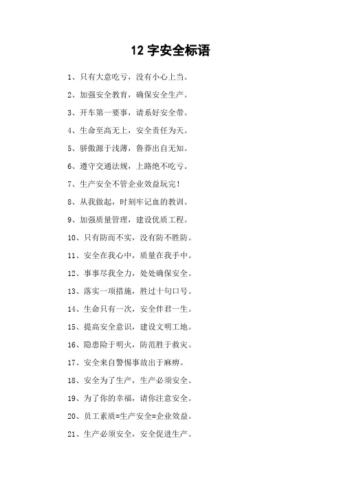 12字安全标语