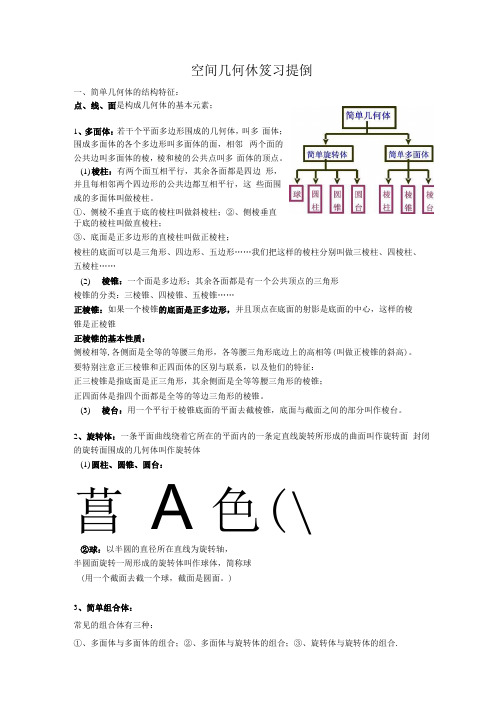 空间几何体复习提纲.docx