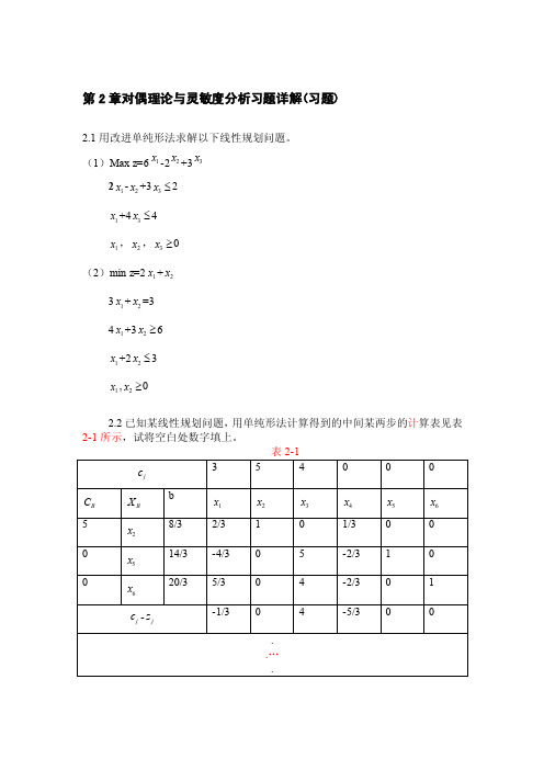 运筹学第2章习题