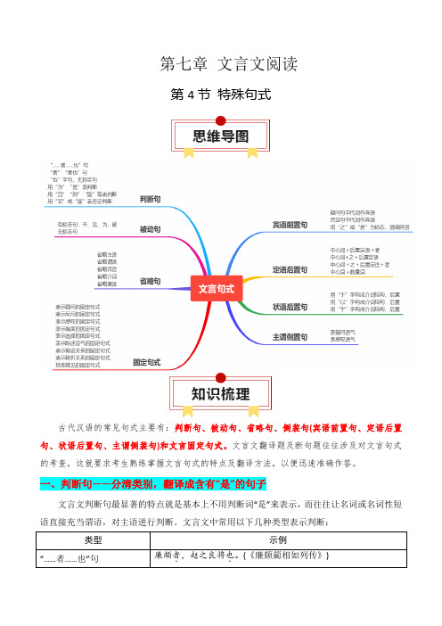 第4节特殊句式-【口袋书】2024年高考语文一轮复习知识清单(全国通用)(解析版)