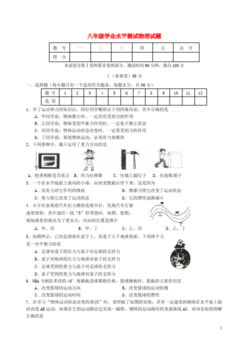 山西省农业大学附属中学2015-2016学年八年级物理下学期学业水平测试试题 新人教版