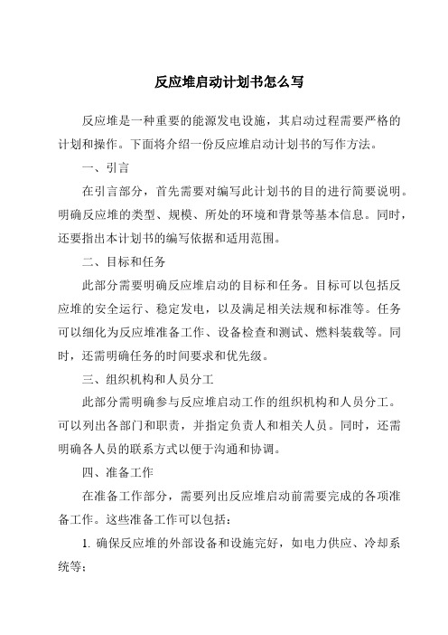 反应堆启动计划书怎么写