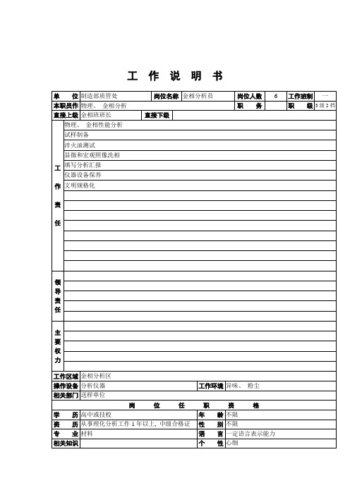 金相分析员工作说明书