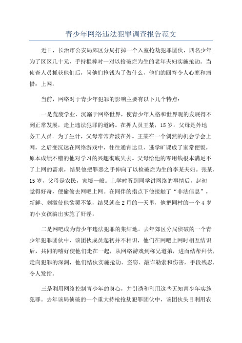 青少年网络违法犯罪调查报告范文