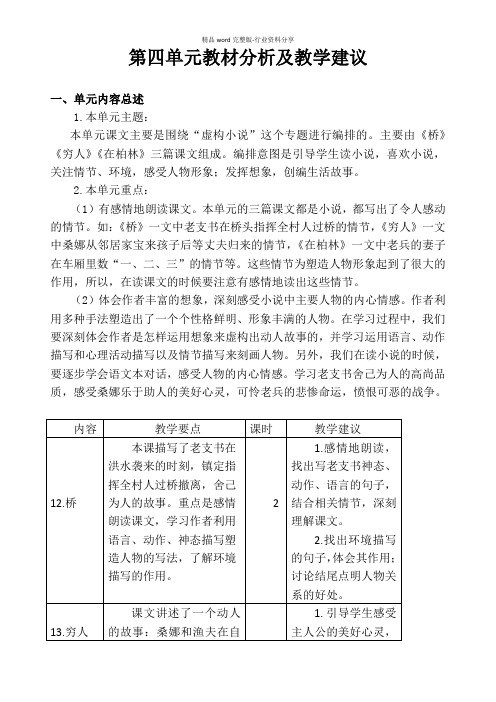 【部编版】六年级上语文第四单元教材分析及教学建议