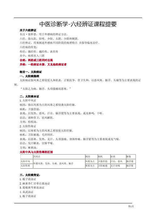 中医诊断学-六经辨证课程提要