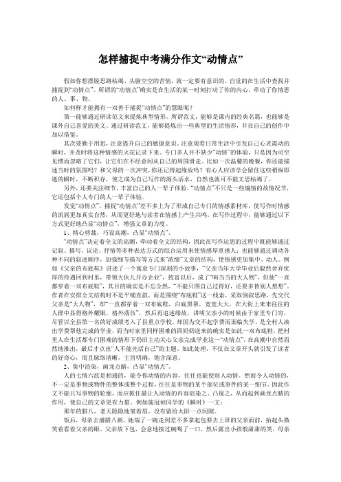 怎样捕捉中考满分作文“动情点”