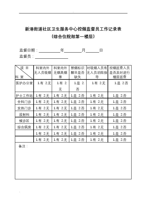 控烟监督员巡查员工作记录表