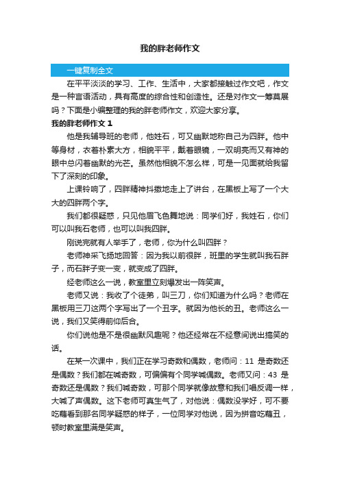 我的胖老师作文