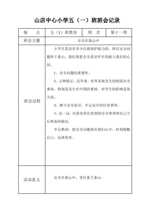 主题班会记录表格(11)