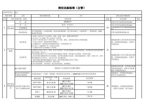 岗位达标标准(主管)