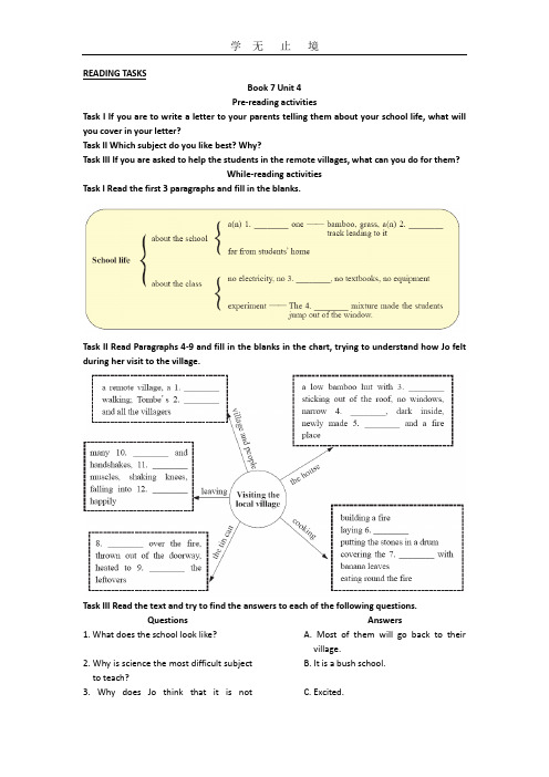 高中英语(人教版)选修7同步讲练：unit 4 reading tasks word版含答案 .doc