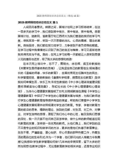 2023教师国培培训总结范文（精选16篇）