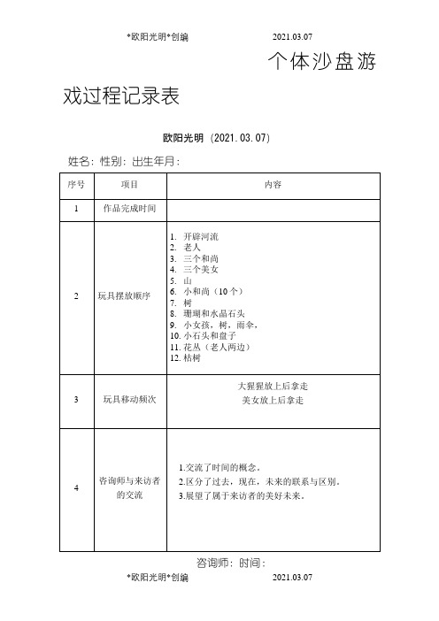 沙盘记录模板之欧阳光明创编