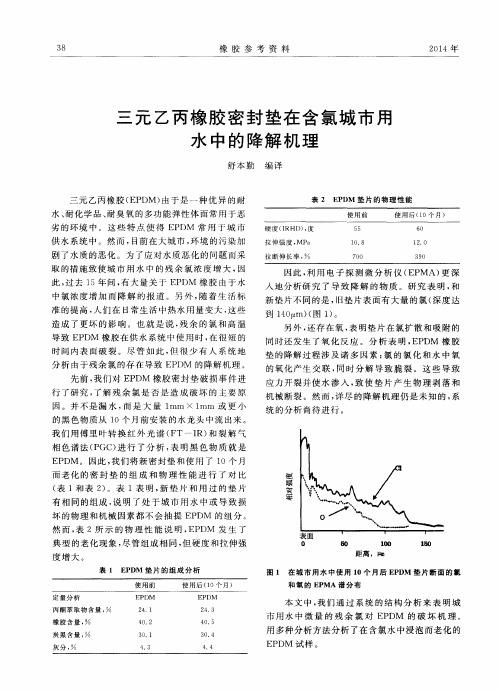 三元乙丙橡胶密封垫在含氯城市用水中的降解机理