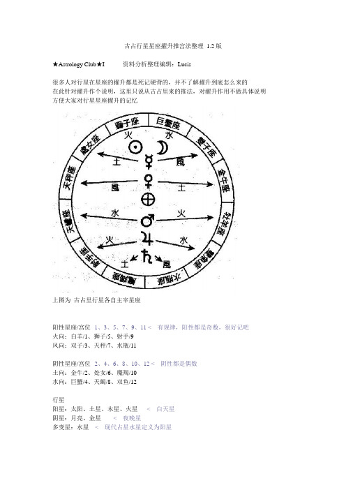 古占行星星座擢升推宫法整理1.2版