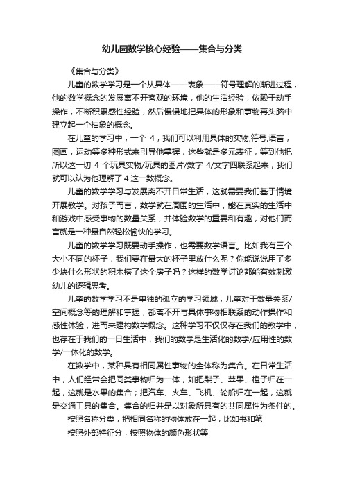 幼儿园数学核心经验——集合与分类