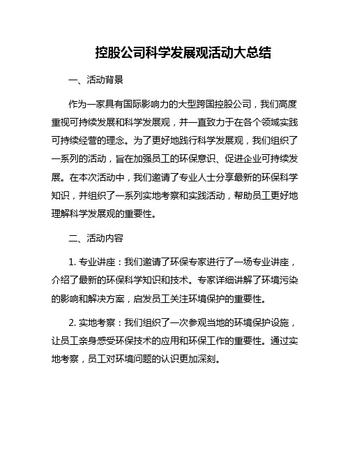 控股公司科学发展观活动大总结