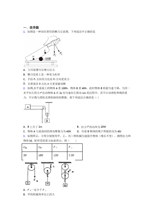 (人教版)苏州市初中物理八年级下册期末测试卷(答案解析)