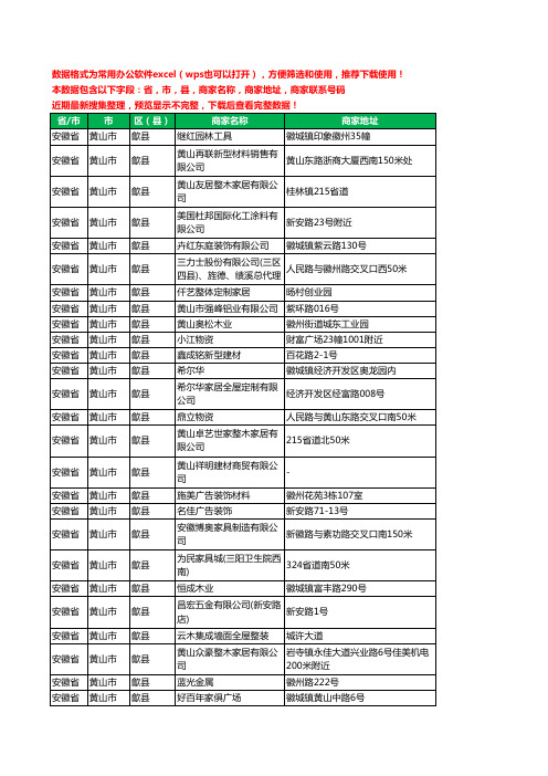 2020新版安徽省黄山市歙县家具有限公司工商企业公司商家名录名单黄页联系电话号码地址大全56家