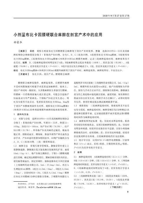 小剂量布比卡因腰硬联合麻醉在剖宫产术中的应用