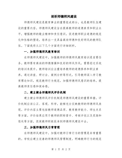 剖析师德师风建设