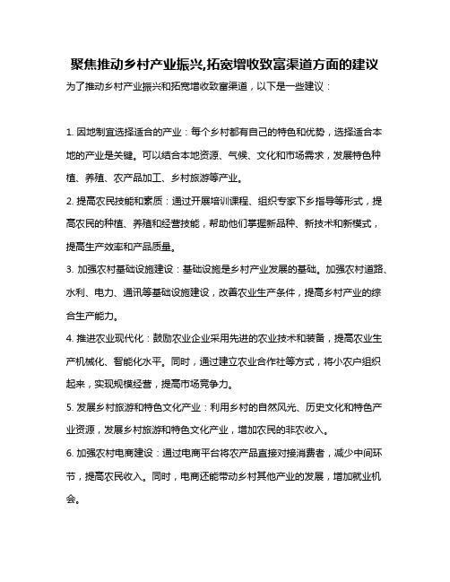 聚焦推动乡村产业振兴,拓宽增收致富渠道方面的建议