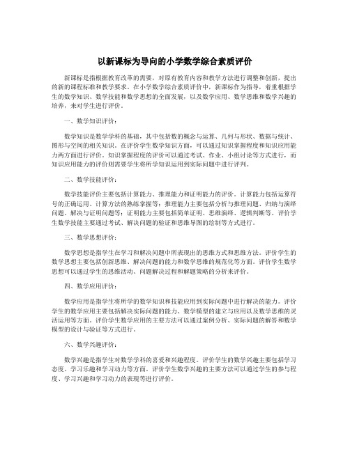 以新课标为导向的小学数学综合素质评价