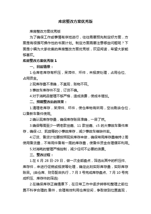 库房整改方案优秀版