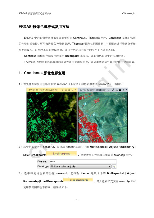 ERDAS 影像色彩样式复用方法