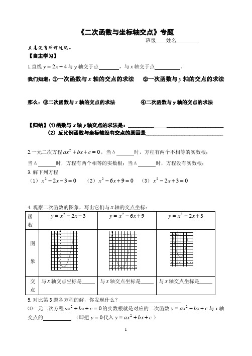 《二次函数与坐标轴交点》专题