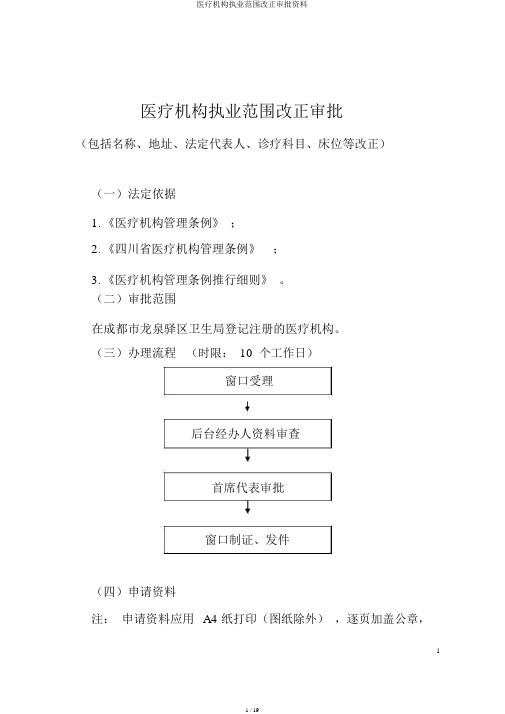 医疗机构执业范围变更审批资料