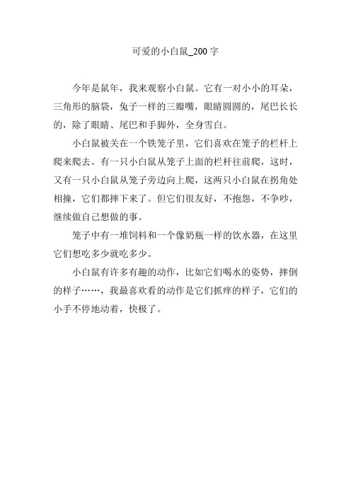 可爱的小白鼠_200字