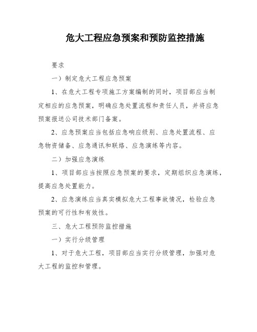 危大工程应急预案和预防监控措施