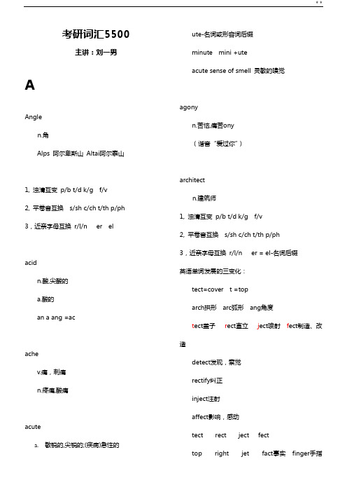 刘一男考研词汇知识整合5500电子版教学材料