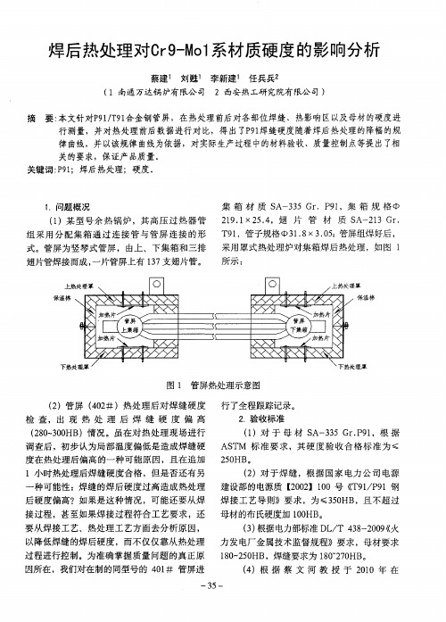 焊后热处理对Cr9-Mol系材质硬度的影响分析