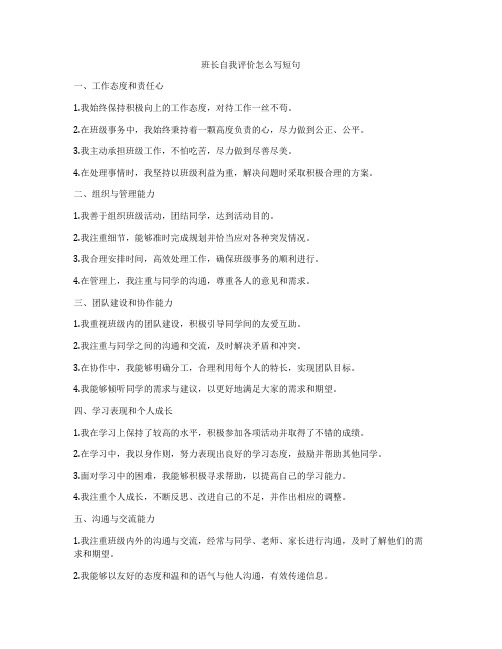 班长自我评价怎么写短句