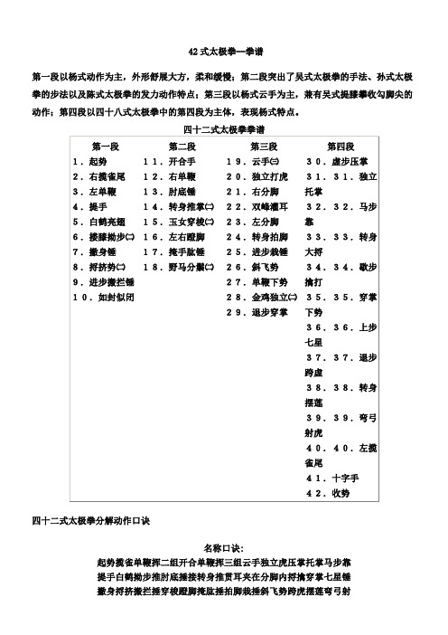 42式太极拳(吴阿敏)--拳谱