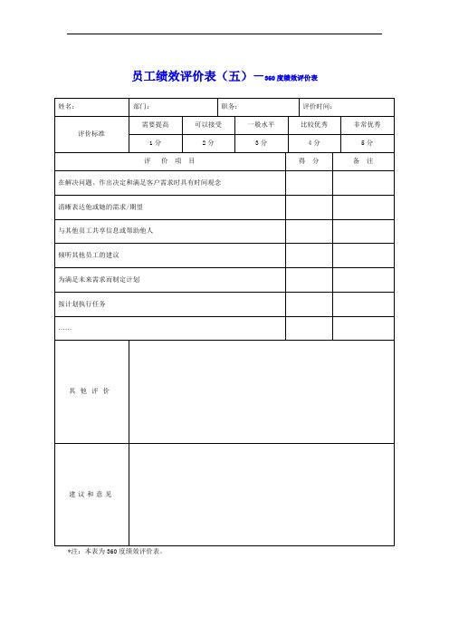 员工绩效评价表(五)-360度绩效评价表(1)