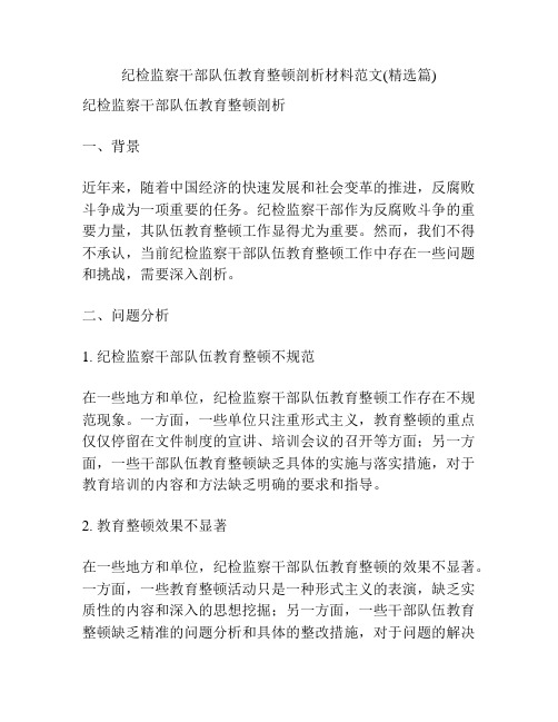 纪检监察干部队伍教育整顿剖析材料范文(精选篇)