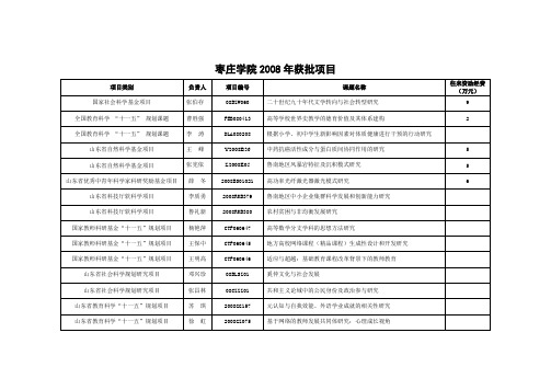 枣庄学院2008年获批项目-枣庄学院科技处