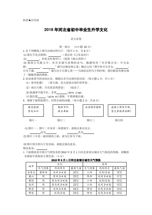 河北省2018中考语文试题(word版含答案)